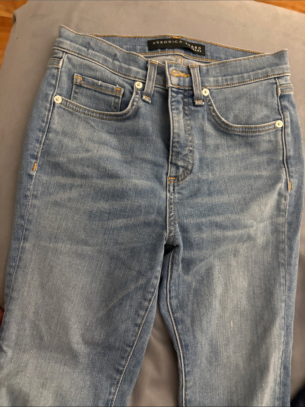 Veronica Beard Washed Light Blue High-Rise Jeans